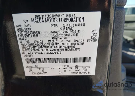 2011 Mazda Tribute I Sport from USA, damaged, VIN 4F2CY0C73BKM06473